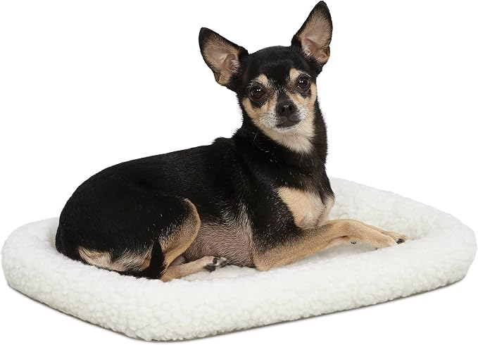 MidWest Homes for Pets QuietTime XXS Dog Bed - White Fleece Bolster, Ultra-Soft and Machine Washable, Fits 18-Inch Crates and Carriers, for Small Dogs and Cats