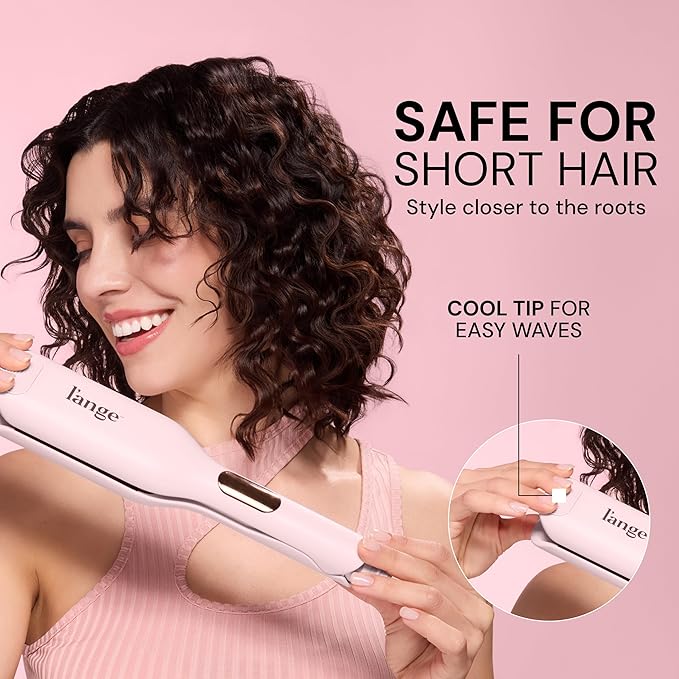 L'ANGE Hair SculptWaver Titanium Deep Wave Crimper | Modern Crimper for Easy, Uniform Waves & Sculpted Texture | Negative Ion Technology for Frizz-Free Shine & Smooth Hair (Blush - Small)
