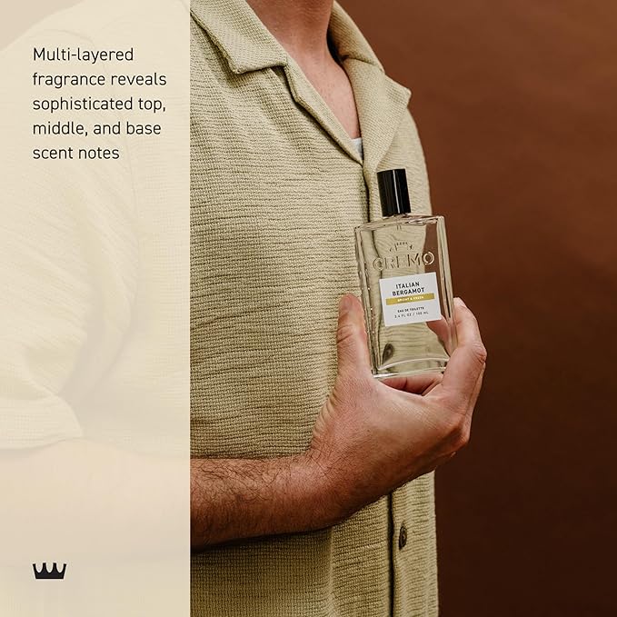 Cremo Cologne For Men - Italian Bergamot Mens Cologne Spray, A Combination of Italian Bergamot, Neroli Blossom, and Fresh Vetiver, Multi-Layered Signature Men's Fragrances, 3.4 Fl Oz