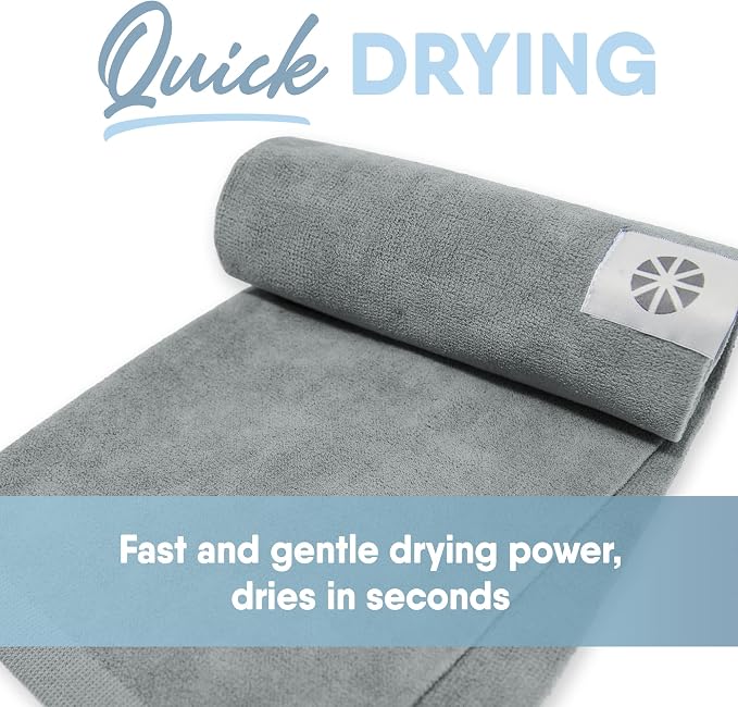 MICRODRY Wonder Towel - Ultra Absorbent Luxury Fitness Workout Towel, Microfiber Cooling Towel for Face and Neck, Quick Drying, Soft to Touch, Exercise at Home or Gym, Great for Yoga,16x28, Light Grey