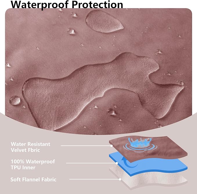 Waterproof Blanket - Reversible Dog Throw as Furniture Protector | Soft Velvet & Flannel, TPU Leak-Proof Liner, Machine Washable, Fits Couch and Bed, 52" x 82", Burgundy/Cream