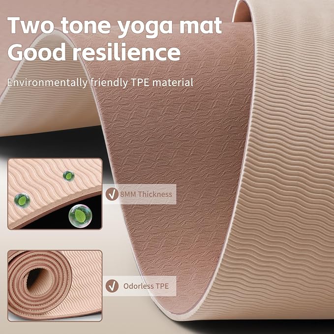 PAIDU Yoga Mat 8mm Super Thick TPE Fitness Mat | SGS Certified | Non-Slip, Odorless & Tear-Resistant | Unisex with Strap | for Yoga, Pilates, Meditation & Home Workouts