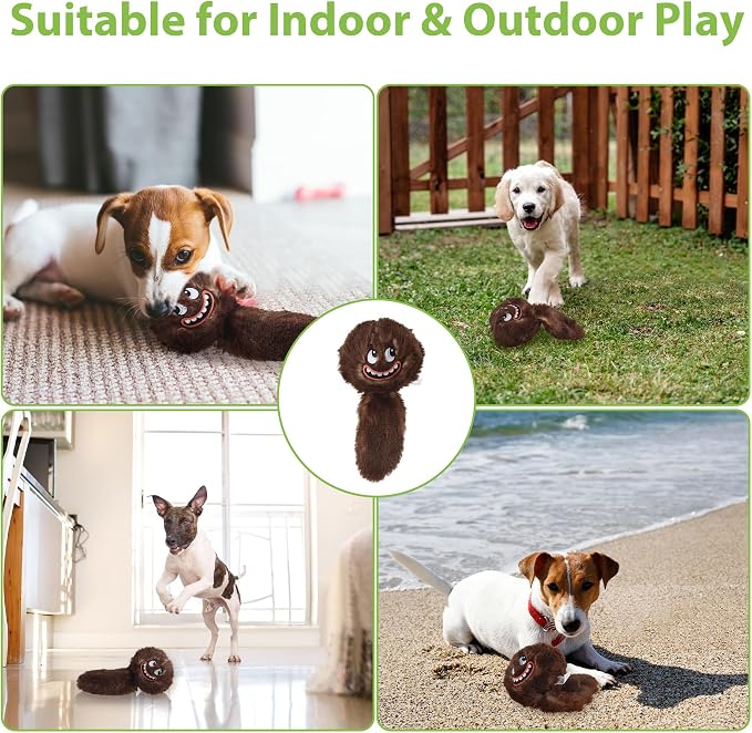PETGEEK Upgraded Vibrating Squeaky Dog Ball, Rechargeable 900mAh, Brown