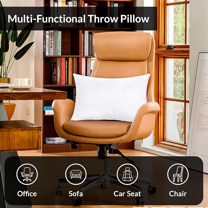 ROYALE LINENS 14 x 22 Pillow Insert - Down Alternative Throw Pillows Insert - Square Pillow Pack of 2 White - Bed & Couch Pillows - Inner Cushion for Bed, Cushion for Living Room - Shams Stuffer