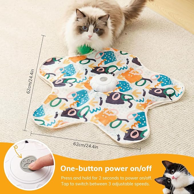 Cat Toy, Interactive Cat Toy, Cat Toys Interactive, Rechargeable Hide and Seek Automatic Kitten Toy with 2 Replaceable Wands, 3 Modes, 10-Min Auto-Sleep & Realistic Mouse Sounds for Indoor