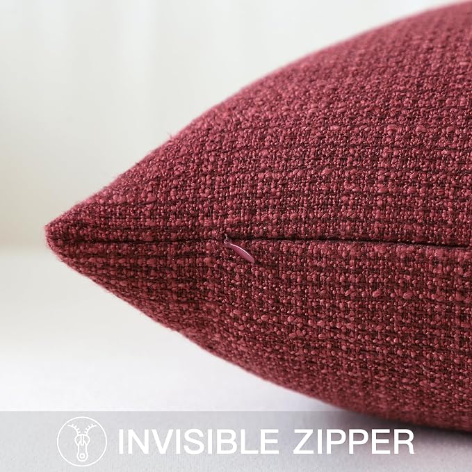 OTOSTAR Linen Throw Pillow Cover Set of 1 Decorative Lumbar Pillowcases Cushion Covers 12x20 Inch for Home Decor Sofa Bedroom Car 30 x 50CM Burgundy