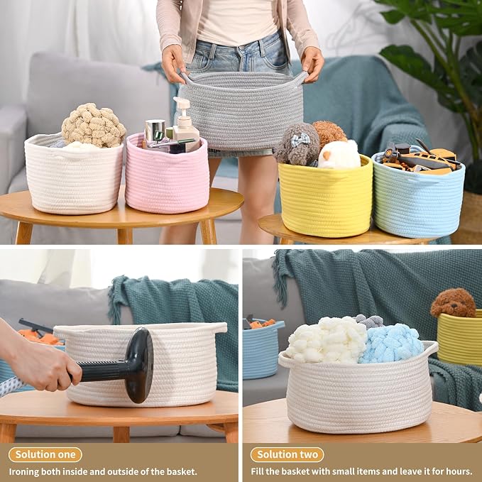 Happyiren Small Gift Basket with Gift Wrap Cellophane Bag and Ribbons, Gift Baskets for Christmas Thanksgiving Birthday Baby Shower Raffle Burr, - Rope Decorative Storage Organizer Container