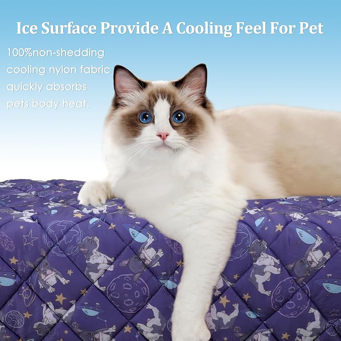 Cooling Blanket for Dogs, Dog Cooling Mat & Bed, Q-MAX>0.42- Lightweight, Durable & Breathable Pet Throw for Sofa, Car and Furniture Protector, Reversible Design, 28"x40"