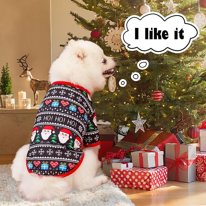 6 Pieces Christmas Dog Clothes for Small Dogs, Soft and Breathable Pet Shirt, Winter Puppy Kitten Vest Printed Dogs Shirts, Christmas Snowman Santa Claus Reindeer Dog T-Shirts for Pet Cats