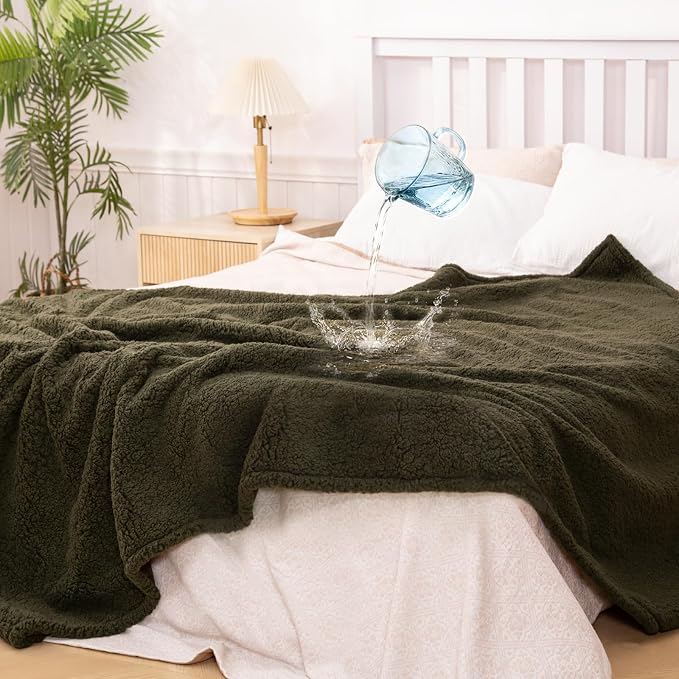 Waterproof Dog Blanket 60 x 80 in for Large Dogs, XL Washable Pet Blanket | Aodisman Thick Fleece Dog Throw Blanket, Leakproof Washable Furniture Protector for Sofa, Couch, Bed, Crate & Kennel, Green