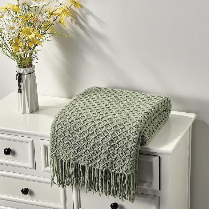 CREVENT Farmhouse Boho Knitted Throw Blanket for Couch Sofa Chair Bed Home Decoration, Soft Warm Cozy Light Weight for Spring Summer Fall (50''X60'' Christmas Set)