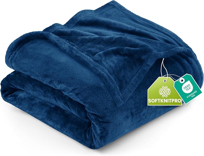 Utopia Bedding Ultra Soft Fleece Bed Blanket Queen Size Navy (90x90 Inches) | Microfiber Plush Warm Lightweight Breathable Cozy Blanket Anti-Static, All Season Use, Gift for Women and Men