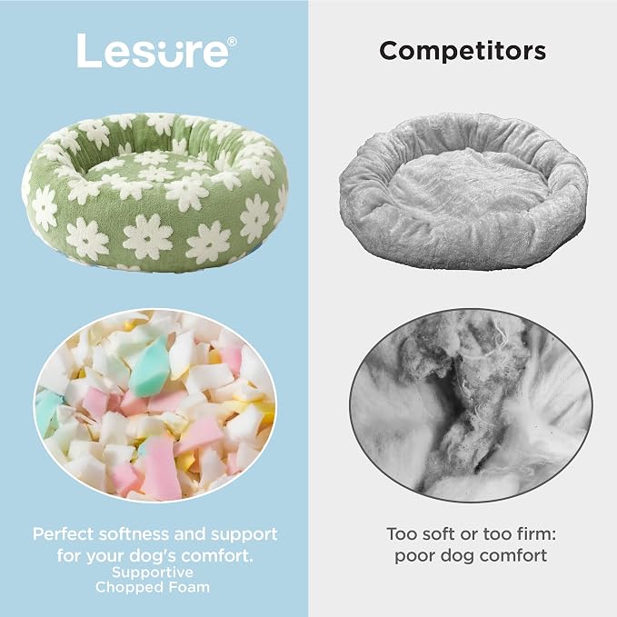 LE SURE Shown on TV Jacquard Donut Dog Beds Extra Large,Green 42x42x9in | XL Orthopedic Calming Pet Bed Sofa, Original Design Pattern,Washable Cover, Home Decor as Gift for Pet,Anti Slip Bottom