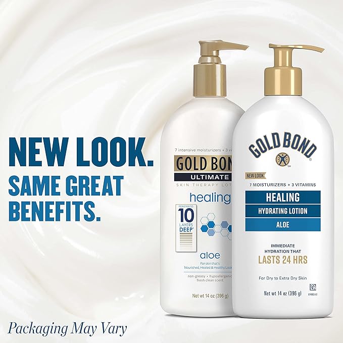 Gold Bond Healing Hydrating Lotion, 14 oz., Body Lotion with Aloe, Moisturizes, Immediate 24-Hour Hydration