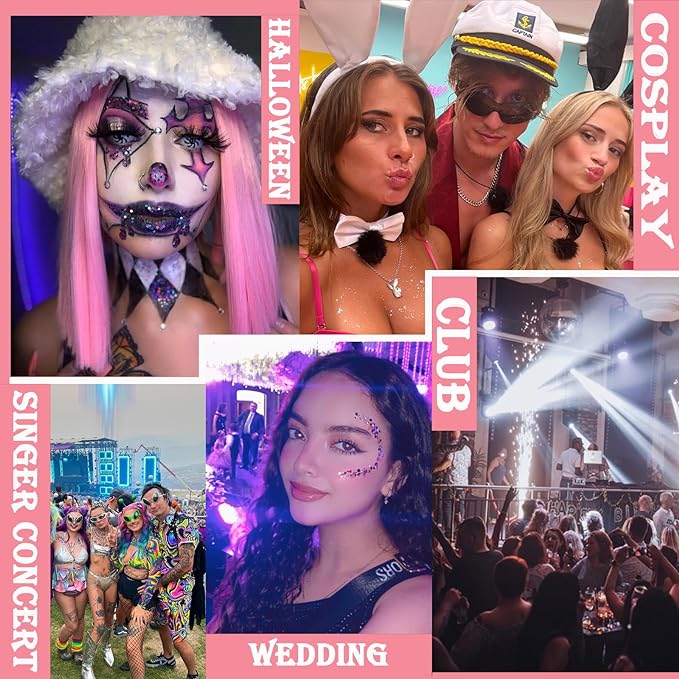 Body Glitter Face Glitter Gel: Singer Concerts Disco Festival Rave Accessories Face Glitter Makeup Chunky Sequins Mermaid Face Body Hair Glitter Gel (2 Red)