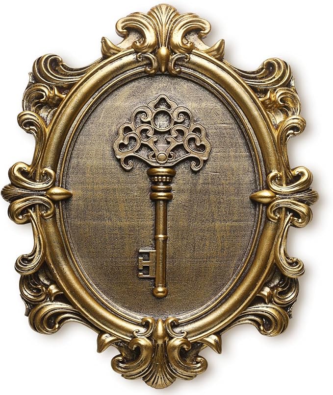 Vintage Key Wall Sculpture, Antique Wall Decor,Retro Hallway Wall Art,Hanging Decoration with Embossed Key Design, Oval Aesthetic Room Decor, Vintage Decoration for Living Room Bedroom Gallery,Unique Gifts