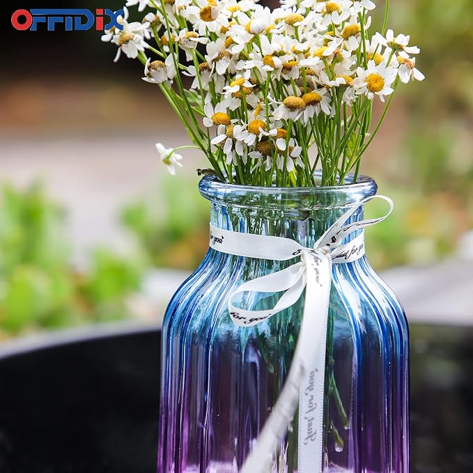 Glass Vase, Gradient Multicolor Flower Vase for Weddings, Events, Decorating, Arrangements, Flowers, Office, or Home Decor