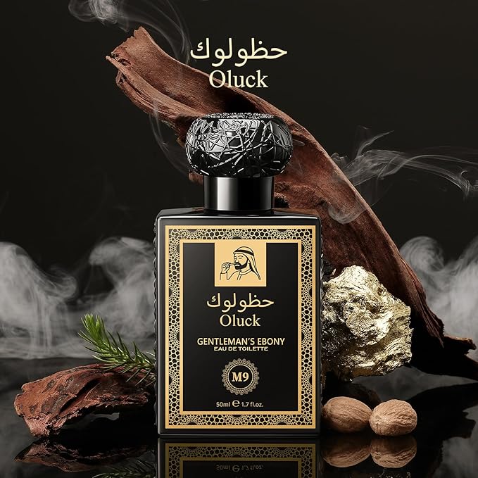 Oluck Gentleman’s Ebony M9 Men's Cologne 50ml Eau de Toilette – Warm Spicy Woody Fragrance for Men with Oud Wood, Cardamom, Cinnamon & Amber, Long Lasting Mens Perfume, Fragrance Gift for Men