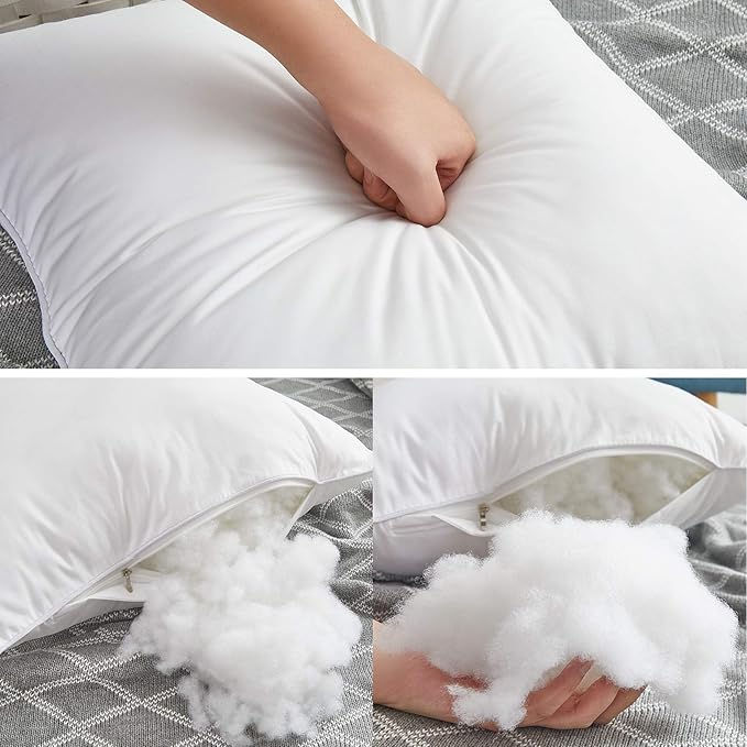 Oubonun 16 x 16 Throw Pillow Inserts Set of 2-100% Cotton Cover - White Couch Bed Decorative Pillow Pair