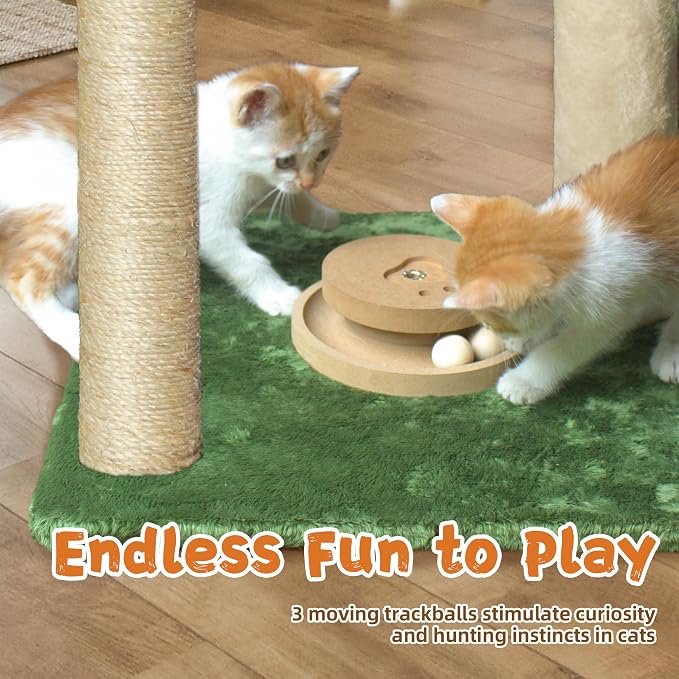 Fantasreen Cat Tree 28'' with Hammock & Interactive Toy for Indoor Cats