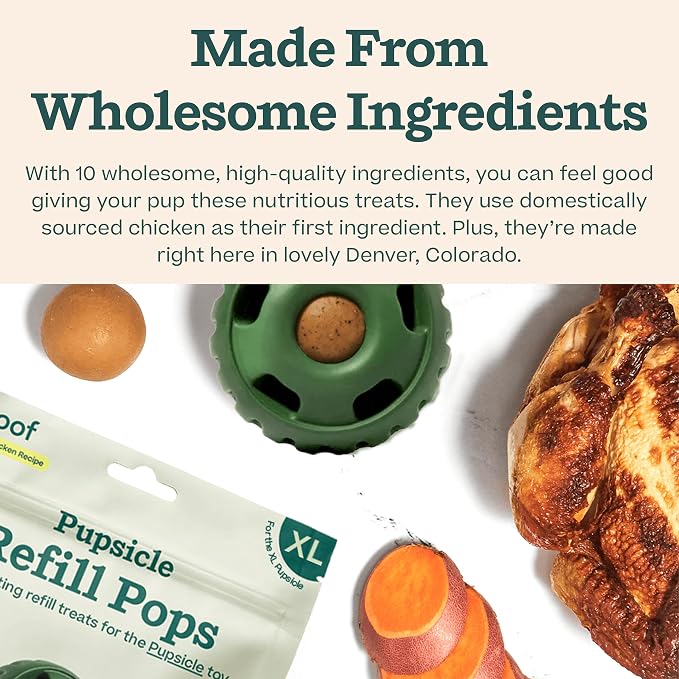 WOOF Pupsicle Chicken Refill Pops Dog Treats, XL, 5 Count, 3 Pack | For extra-large Pupsicles, 15 total treats, chicken flavor, long-lasting pre-made Pops, wholesome ingredients, shelf stable