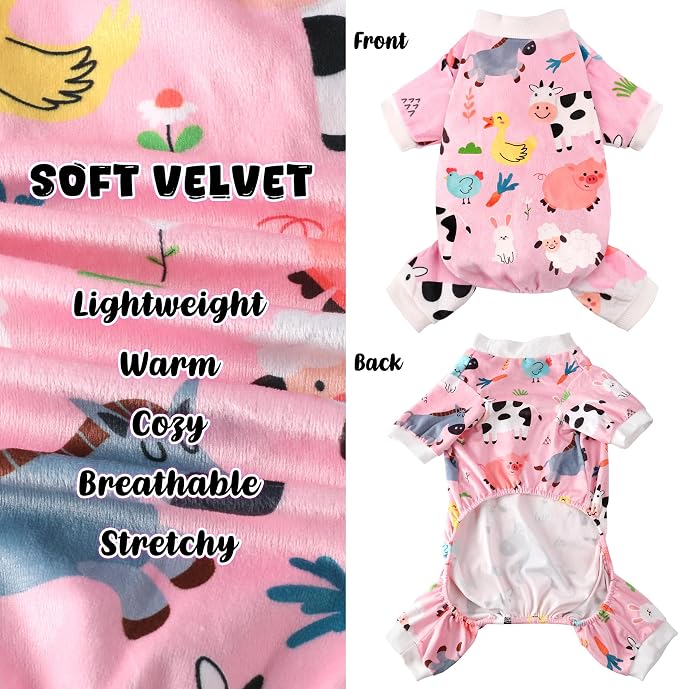 4 Pack Dog Pajamas Soft Lightweight Dog Recovery Suit Onesie Clothes for Small Medium Female Pet Boys Girls Dogs