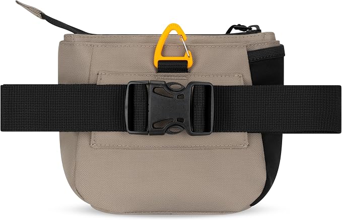 OllyDog Backcountry Day Bag | Dog Training Treat Pouch | Eco-Friendly Recycled Fabric Fanny Pack with Zipper Closure, Built-in Poop Bag Dispenser & Adjustable Waist Belt (Dune)