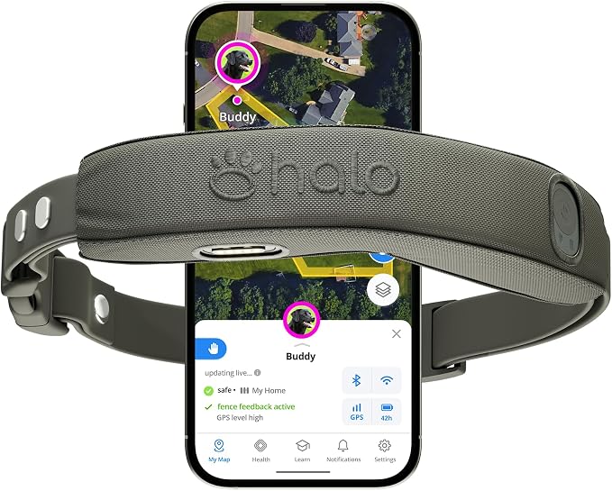 Halo Collar 5 GPS Wireless Dog Fence, Graphite | Keep Your Dog Safe with Custom Boundaries, Real-Time Tracking, and Instant Alerts at Home, Away, or Off-Grid