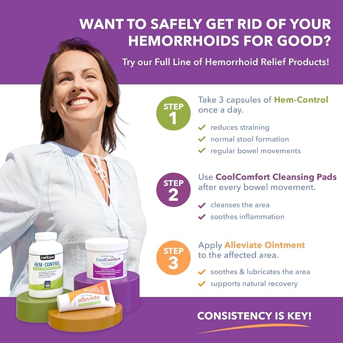 Naticura CoolComfort Hemorrhoid Relief Cleansing Pads - Fast Acting and All Natural with Organic Witch Hazel and Aloe Vera - Relieves Burning, Itching and Swelling - Made in USA - 100 Pads, 2 Pack