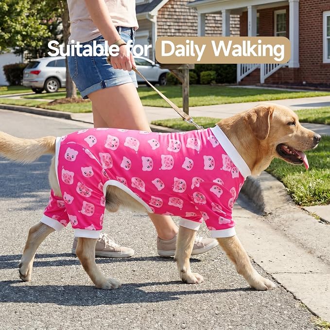 XPUDAC 4 Pieces Dog Pajamas for Large Dogs Pjs Clothes Puppy Onesies for Doggie Duck Shirts Sleeper for Pet Cats Jammies-6XL