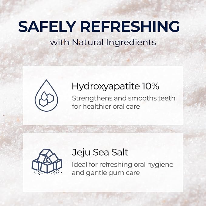 1950 Mineral Salt Blue Toothpaste - Jeju Lava Seawater Salt with Hydroxyapatite for Sensitive Teeth, Gum Care, Whitening, Reminaeralizing, Green Tea Freshness, Fluoride Free, SLS Free (3.5 oz)