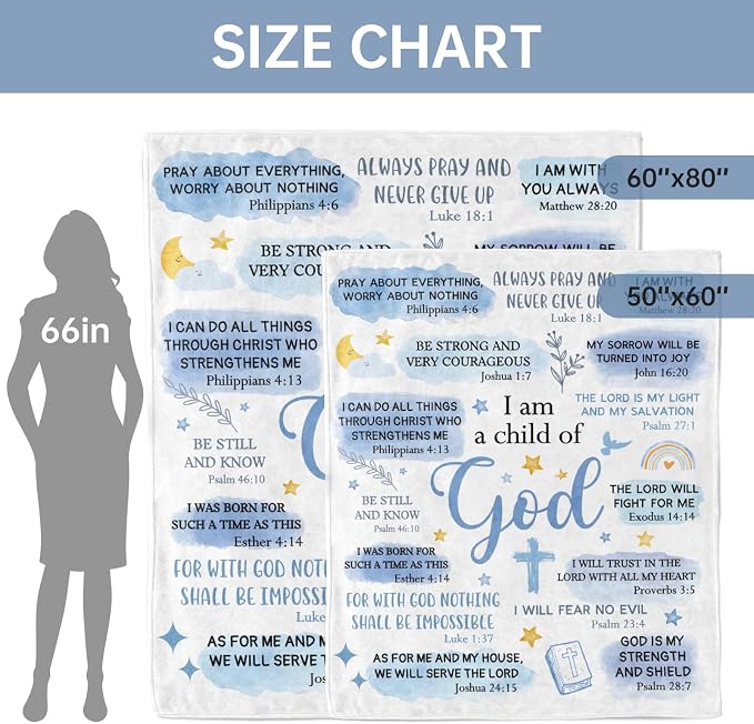Baptism Gifts for Boys, Christian Blanket, Teen Boy Gifts Trendy Stuff | Christian Birthday Gifts for Teen Boys, Men, I Am a Child of God Blanket, First Communion Gifts for Boys (80 * 60)