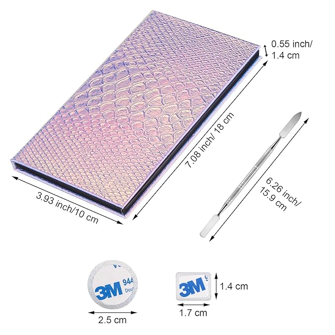 Sumind Magnetic Palette Mermaid Empty Makeup Palette with 1 Depotting Spatula and 30 Pcs Adhesive Metal Stickers for Eyeshadow Lipstick Blush Powder (Rectangle)