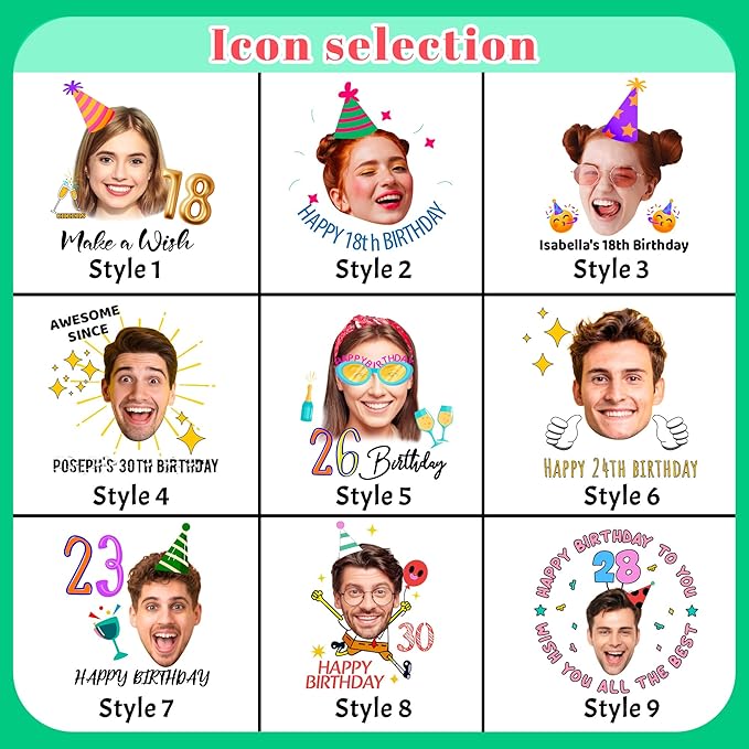Easycosy Custom Temporary Tattoos with Photos, Personalized Funny Face Temporary Tattoos for Adult, Birthday Party Favors Tattoos, set of 15