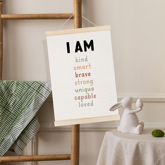 Koesus Inspirational Classroom Wall Art Poster Hanger Frame 12x16 Inch Set of 3, Motivational Canvas Pictures Prints Framed Wall Decor for Classroom Kids Room Playroom, Positive Affirmations for Kids