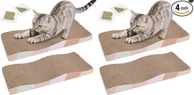 SIDAZON Cat Scratching Board cat Scratcher Cat Scratch Pad Cardboard cat scratchers for Indoor Cats Reversible Large Wide Corrugated with Catnip(2pcs) (Pack of 2)