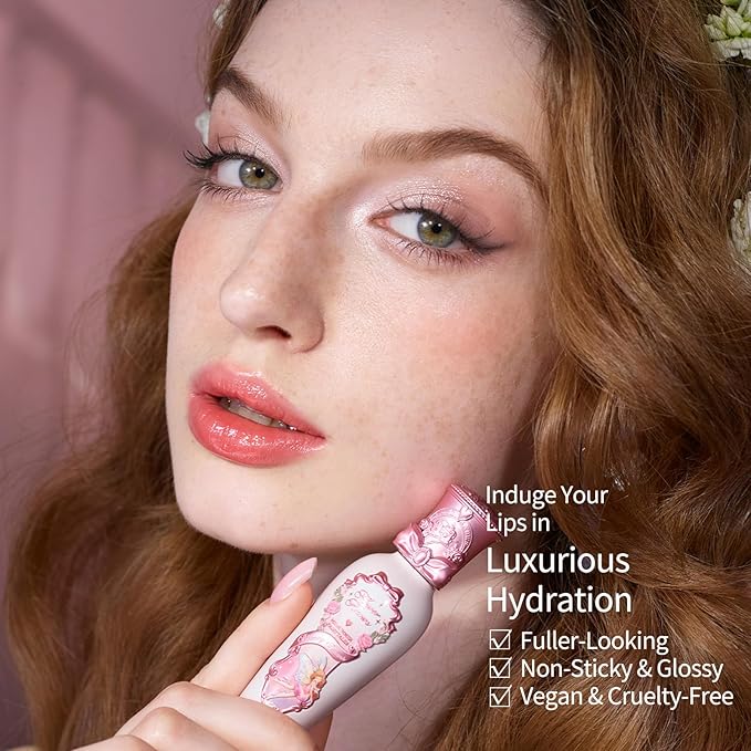 Flower Knows Midsummer Fairytales Coating Lip Lacquer,Glowy Non-Fading Lip Gloss,Hydrating Tinted Lip Oil for Girls&Women,Vegan & Cruelty Free,0.17Fl Oz(G03 Firefly)