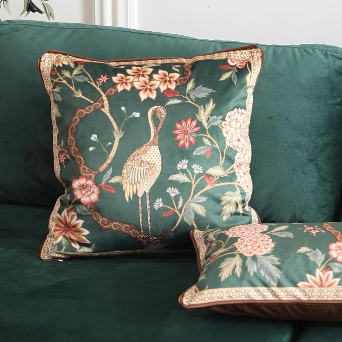 Designer Vintage Velvet Throw Pillow Cover,18"x18"-Mitchell | Pillow Cover,Concealed Zipper Design,Dragonfly Pattern,Sofas,Bedroom,Living Room,Lounge Chairs,All Season Home Decor