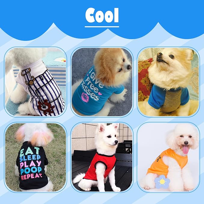 6 Pack Dog Clothes for Small Dogs, Soft and Breathable Puppy Kitten Dog Shirts with Letters for Pet Cats, Dogs T-Shirt Apparel Sleeveless Vests for Yorkies (for boy, XL)
