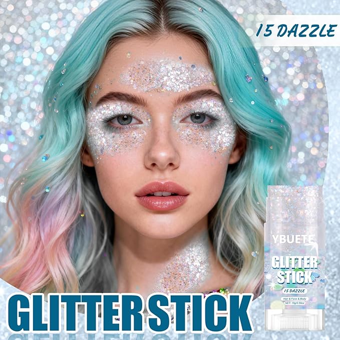 Dazzle Face and Body Glitter Stick for Sparkling Makeup, Hair Glitter Accessories for Women, Highlighting Stick for Fairy Dust Makeup, Cheerful Face Glitter for Festive Parties and Carnivals