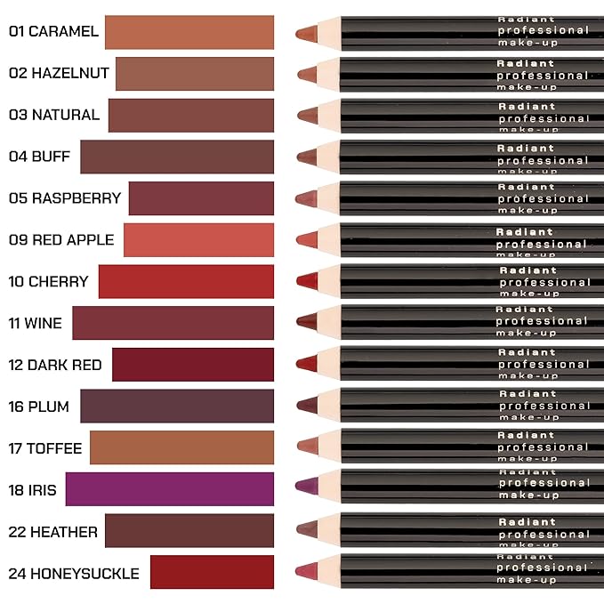 Radiant Professional Waterproof Lip Liner Pencil - Long Lasting Lip Liner for Defined Lips - Soft & Creamy Lipliner with Vitamin E - 1.20 g, (24 HONEYSUCKLE)