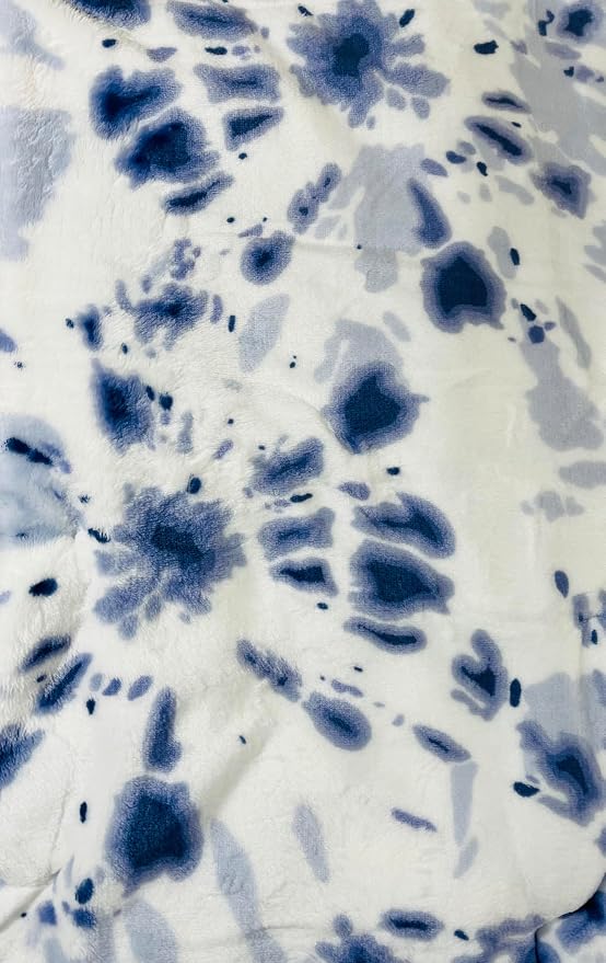 Bohemian Fleece Throw Blanket: Boho Velvety Soft Tie Dye Design, Purple Blue White, 50" x 70" (Tie Dye)