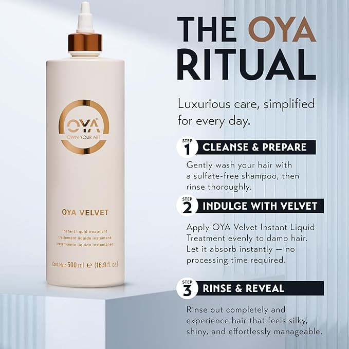 OYA - Velvet Instant Conditioner for Women - Deep Hydrating Treatment for Dry, Damaged, Curly, Color Treated Hair - Moisturizing Keratin Repair for Healthy, Soft, Smooth Hair- 500ml/16.9oz