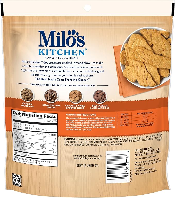 Milo’s Kitchen Chicken Jerky Recipe Dog Treats, 8.5 Oz. Bag