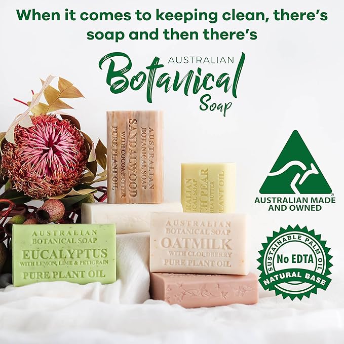 Australian Botanical Soap Lavender with Essential Oil 6.6 oz Triple Milled Luxury Soap Bar Enriched with Shea Butter, Pack of 1