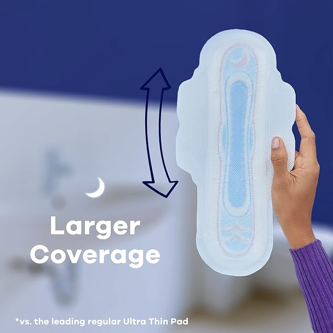 Always Ultra Thin Pads for Women, Size 4 Overnight Absorbency, Unscented with Wings, 26 Count (Pack of 2)