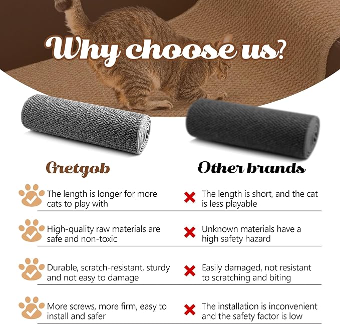 80"x15.7" Cat Wall Scratching Mat, Extra Large Cat Climbing Carpet with 20 Fixed Nails Wall Scratcher Furniture Protector for Couch, Sofa, Home (Grey)