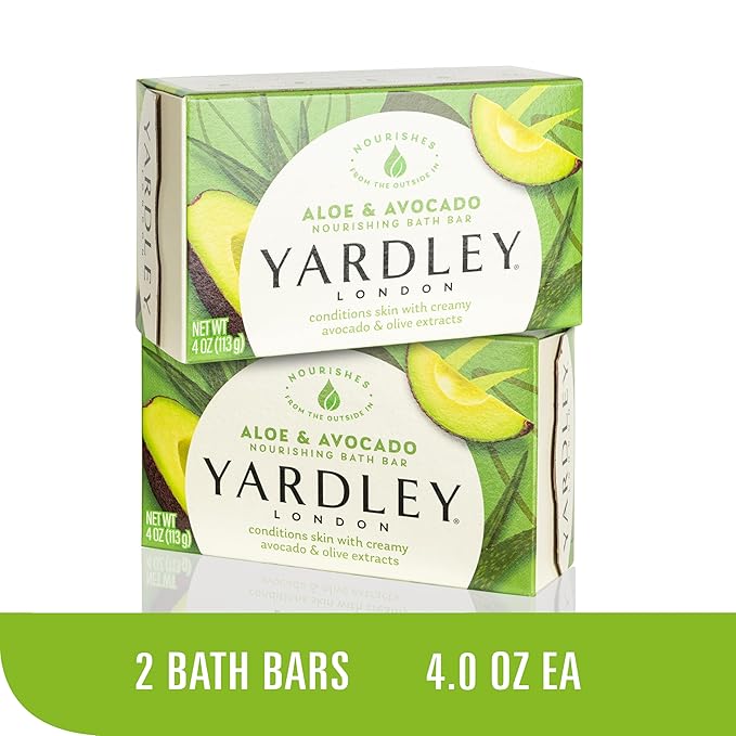 YARDLEY LONDON Bath Soap Bars and Body Soap Bars Bundle - : English Lavender, Oatmeal & Almond, Aloe & Avocado, Cocoa Butter, Lemon Verbena 4.0 oz (, Two Each), 10 Count (Pack of 2)