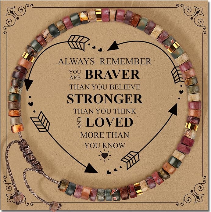 Inspirational Gifts Bracelets for Women: Valentines Mothers Day Birthday Gifts for Women Friends Sister Mom - Healing Natural Stone Beads Bracelets Thinking of you Get Well Soon Gift for Women