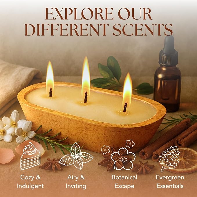 Dough Bowl Candle Co. Ocean Candle for Women or Men - 17x5 6 Wick Scented Candles for Home, Large Wood Luxury Soy Candles with Scented Wax, Long Burning 40H Burn Time for Spring Summer, Beach Gifts